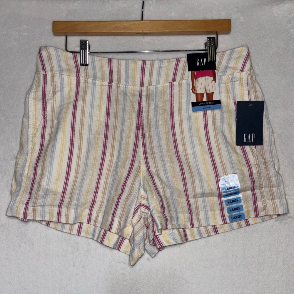 NWT GAP- Women's Striped Pull-on Linen Short - Picture 3 of 9